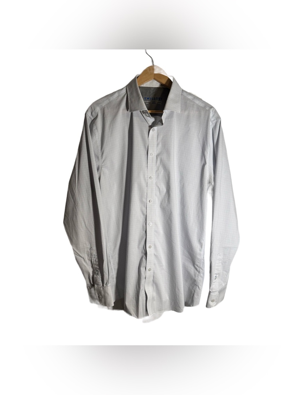 Twillory Performance Button Down Shirt Men's XL White Plaid Long Sleeve Business
